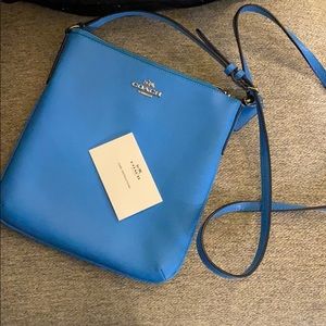 NWOT Coach Blue Leather Handbag W/ Shoulder Strap